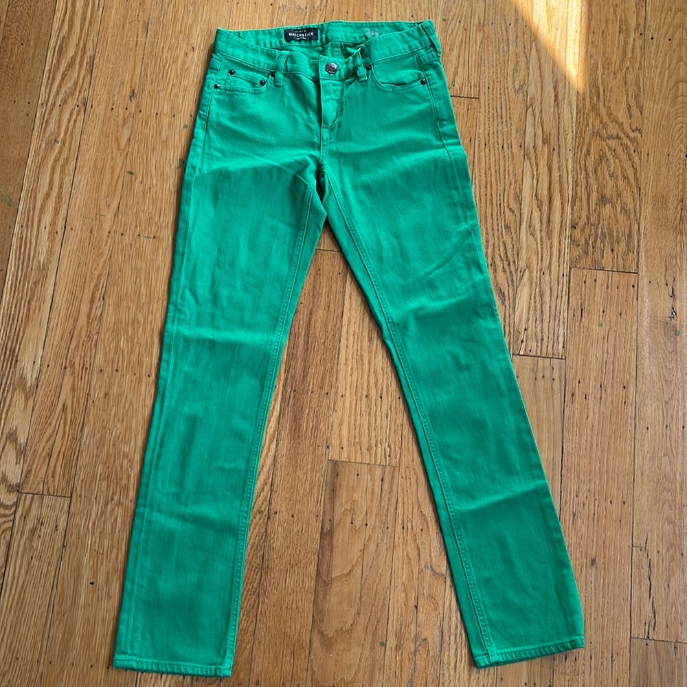 J. Crew kelly green matchstick stretch straight leg jeans